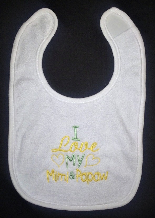 Ich Liebe Meine Mimi & Papaw Benutzerdefinierte Bestickt Lätzchen von Etsy - BoutiqfullyYours