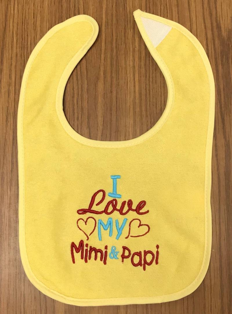 Ich Liebe Meine Mimi & Papi Benutzerdefinierte Bestickt Lätzchen von Etsy - BoutiqfullyYours