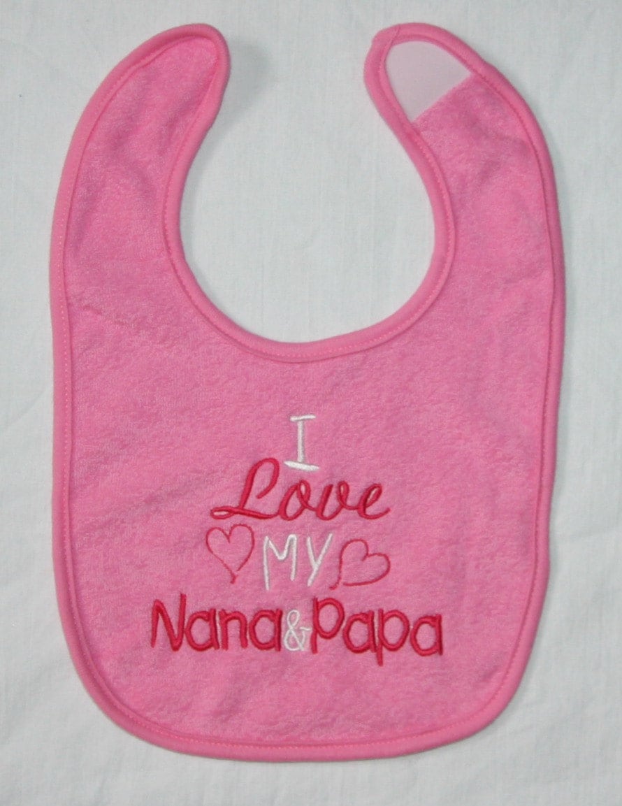 Ich Liebe Meine Nana & Papa Benutzerdefinierte Bestickt Lätzchen von Etsy - BoutiqfullyYours