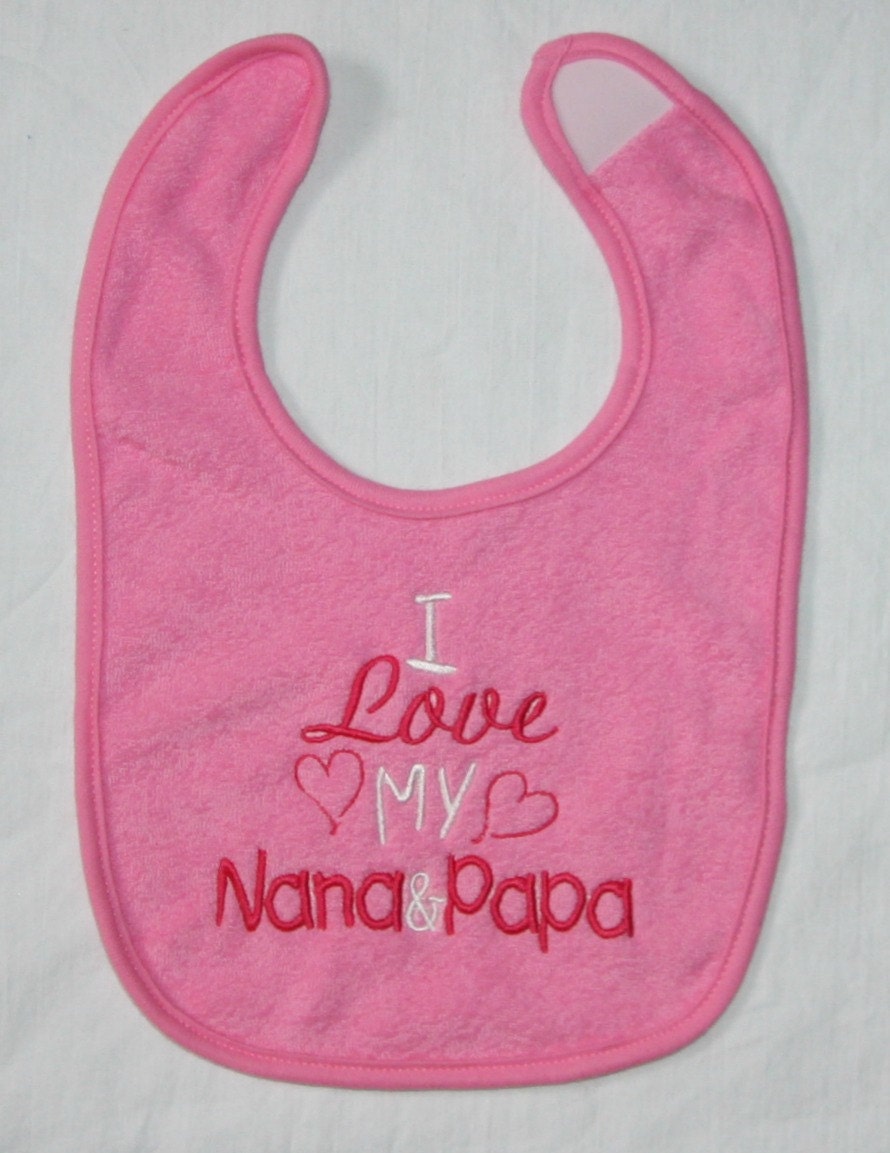 Ich Liebe Meine Nana & Papa Benutzerdefinierte Bestickt Lätzchen von Etsy - BoutiqfullyYours