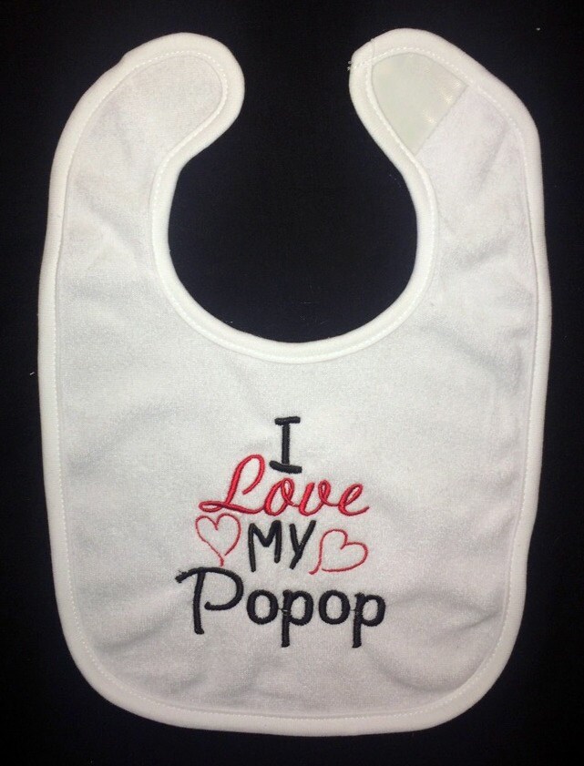 Ich Liebe Meine Popop Benutzerdefinierte Bestickt Lätzchen von Etsy - BoutiqfullyYours