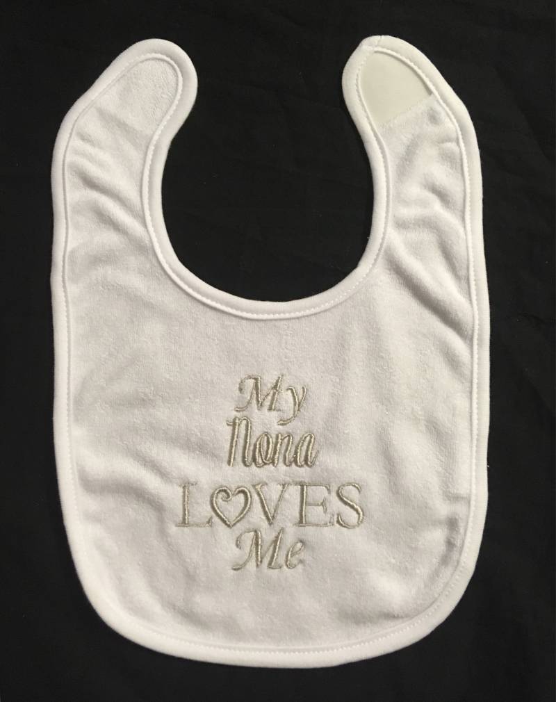 Meine Nona Liebt Mich Benutzerdefinierte Bestickte Lätzchen von Etsy - BoutiqfullyYours