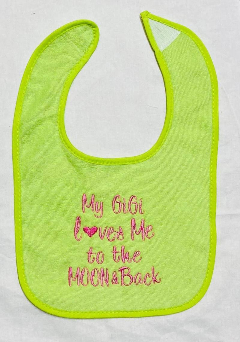 My Gigi Loves Me To The Moon & Rückseite Besticktes Biib von Etsy - BoutiqfullyYours