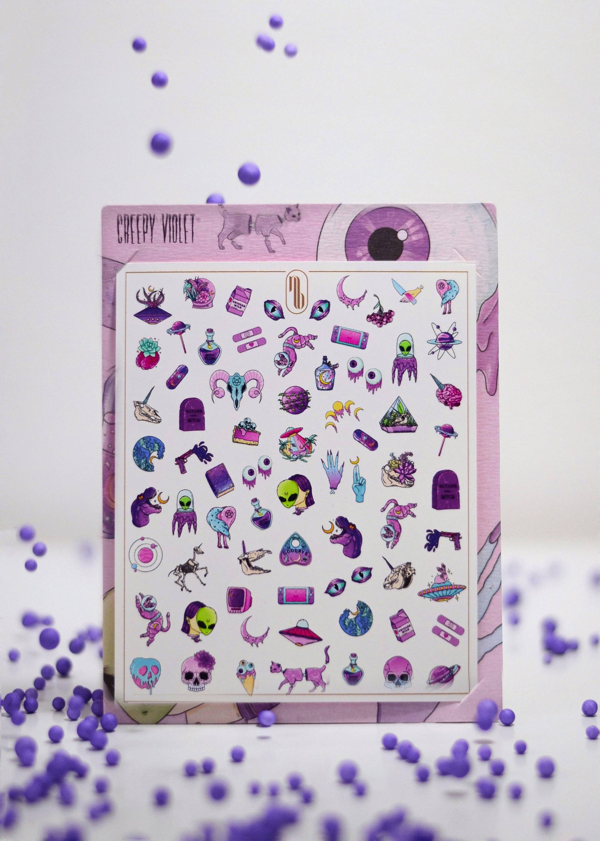 Gruseliges Violett | Wasserschiebefolie Nagel Abziehbild Set Nagelkunst von Etsy - BraaunNails