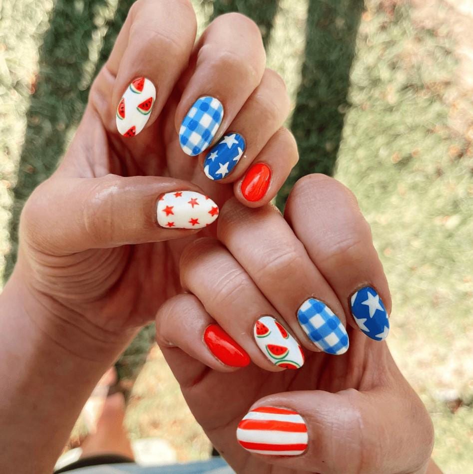 4Th Of July Set, Sparkly Press On Nails, Red, White, & Blue, Stars Stripes, Usa Holiday Nails 4Th Of July Set, Sparkly Press On Nails, Red, White, & Blue, Stars Stripes, Usa Holiday Nails von Etsy - BrandlDesigns