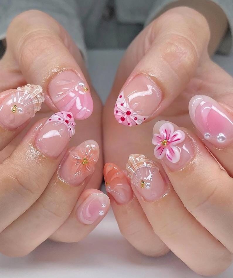 Beach Vacation Press On Nails | Handmade Ocean-Inspired Nail Set Seashell & Starfish Art Summer Tropical Design von Etsy - BrandlDesigns