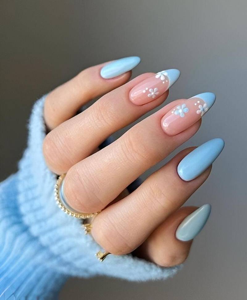 Handmade Reusable Press On Nails, Baby Blue, Classic Color, Light Stick Summer Aesthetic Nails von Etsy - BrandlDesigns
