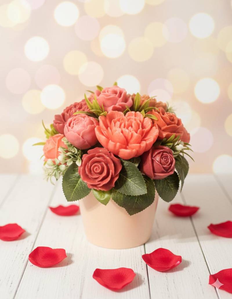 Soap Flower Bouquet in Pot, Handmade Roses & Peonies, Pink Floral Arrangement, Mother's Day Gift, Birthday & Valentine's Decor Soap Flower Bouquet in Pot, Handmade Roses & Peonies, Pink Floral Arrangement, Mother's Day Gift, Birthday & Valentine's Decor von Etsy - BubblePetalsDE