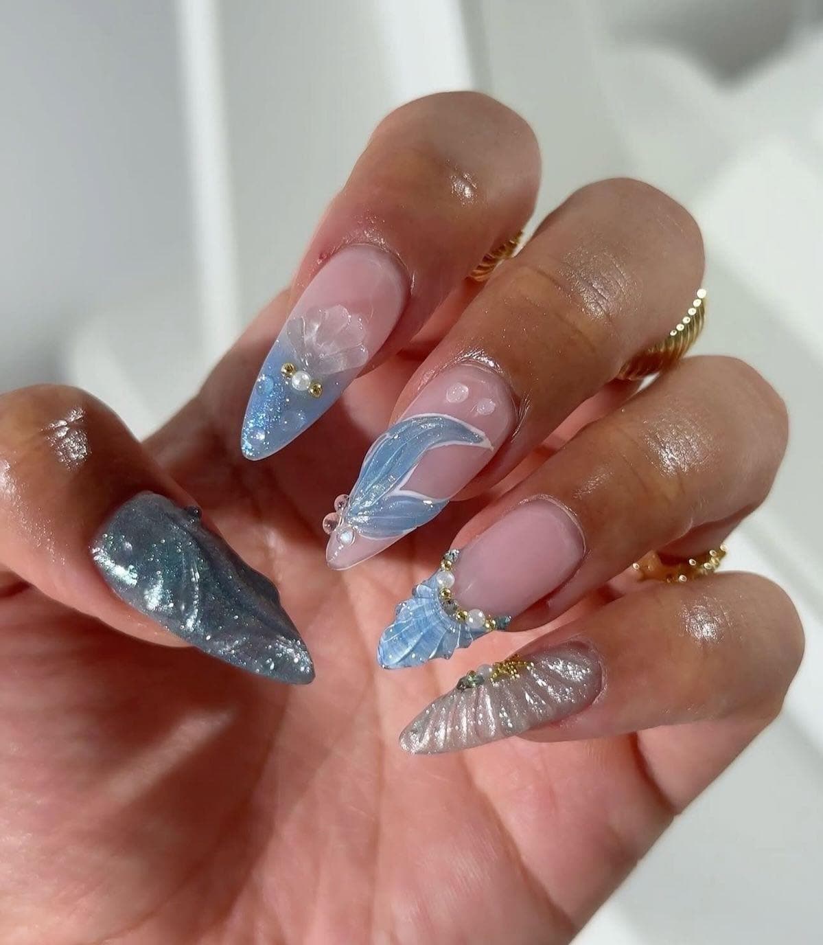 Handmade Blue Nails | Cool-Tone Press On Nail Set With Glossy Finish Custom Minimalist Reusable Almond False For Summer Handmade Blue Nails | Cool-Tone Press On Nail Set With Glossy Finish Custom Minimalist Reusable Almond False For Summer von Etsy - BulczZun