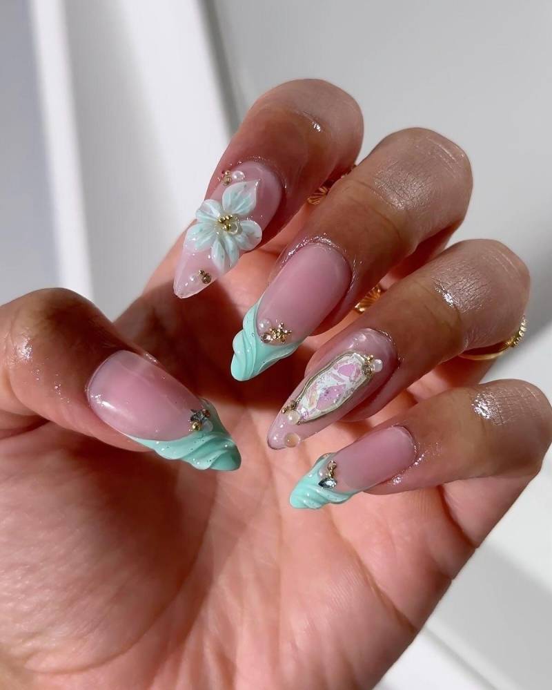 Handmade Vacation Nails | Palm Tree & Sunset Press On Trendy Summer Nail Art Reusable False Custom Holiday Set von Etsy - BulczZun
