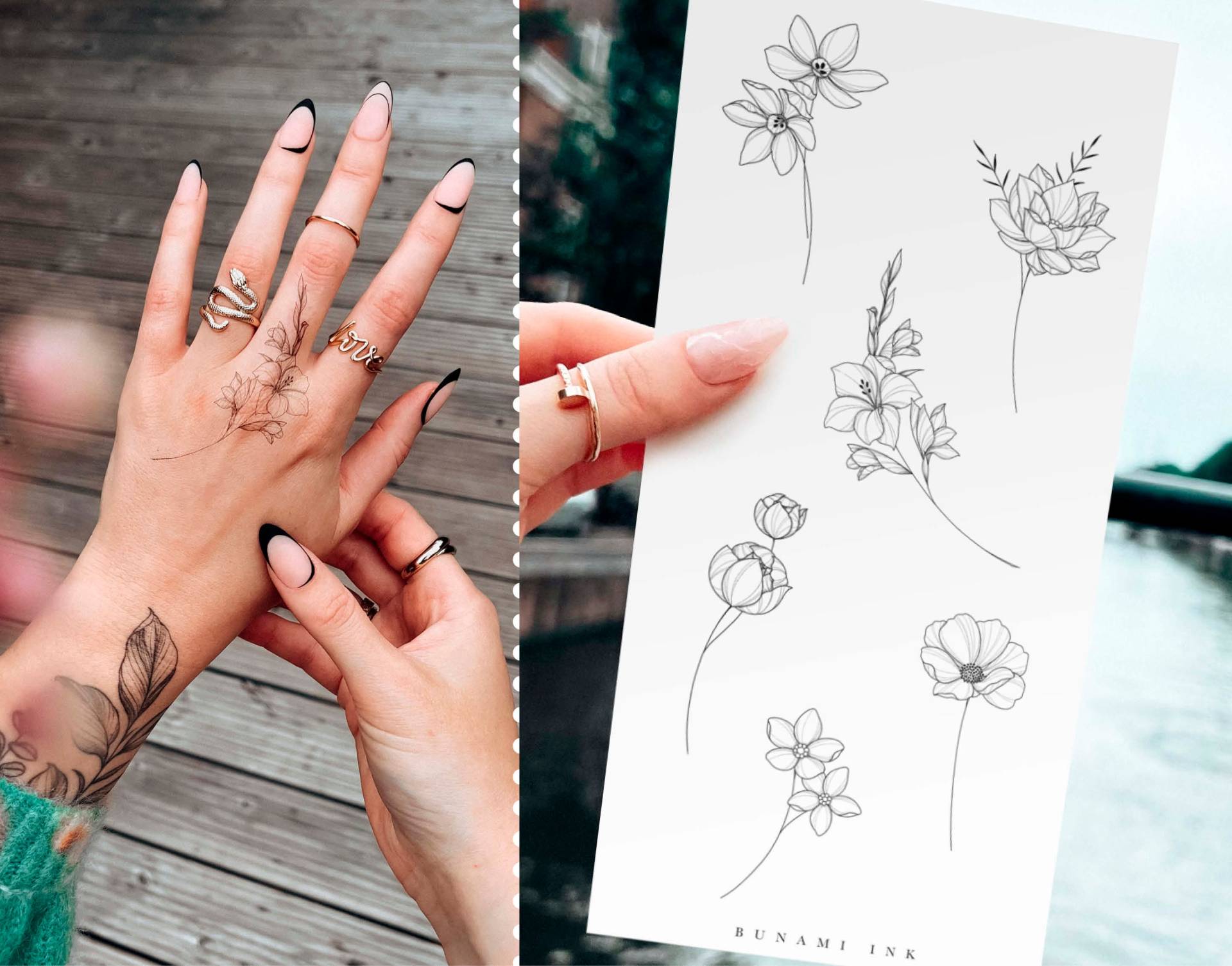 Temporäre Tattoos 6 Geburtsblumen Juli-Dezember Wasserlilie Gladiole Vergiss-Mein-Nicht Cosmea Pfingstrose Narzisse Temporäre Tattoos 6 Geburtsblumen Juli-Dezember Wasserlilie Gladiole Vergiss-Mein-Nicht Cosmea Pfingstrose Narzisse von Etsy - BunamiInk