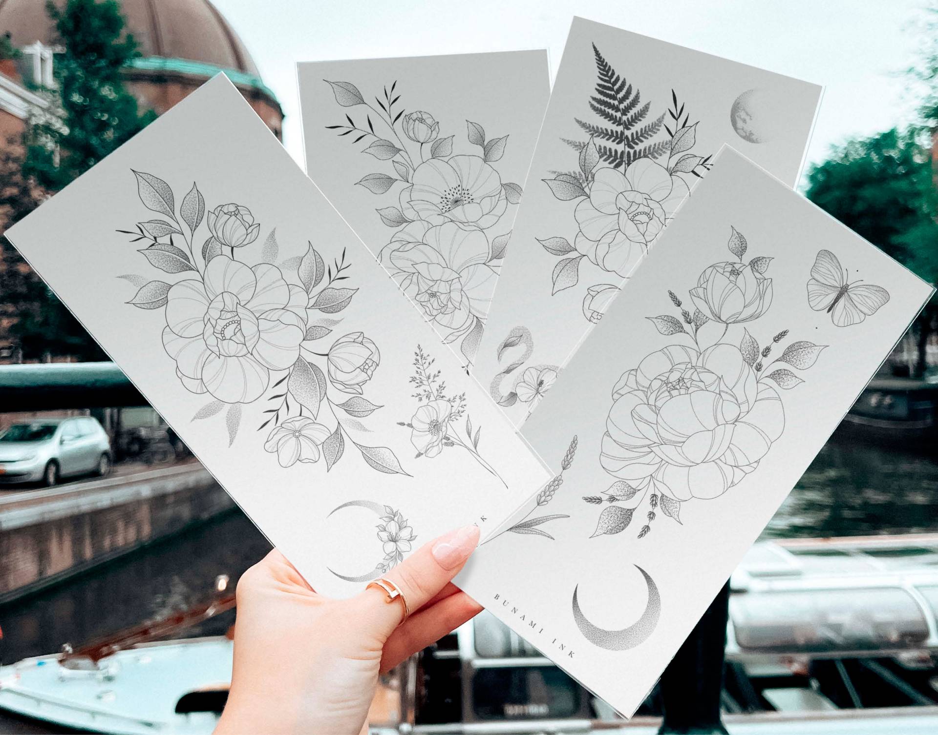 Temporäre Tattoos Moon Collection Set | 4× Temporäre Tattoos Moon Collection Set | 4× von Etsy - BunamiInk