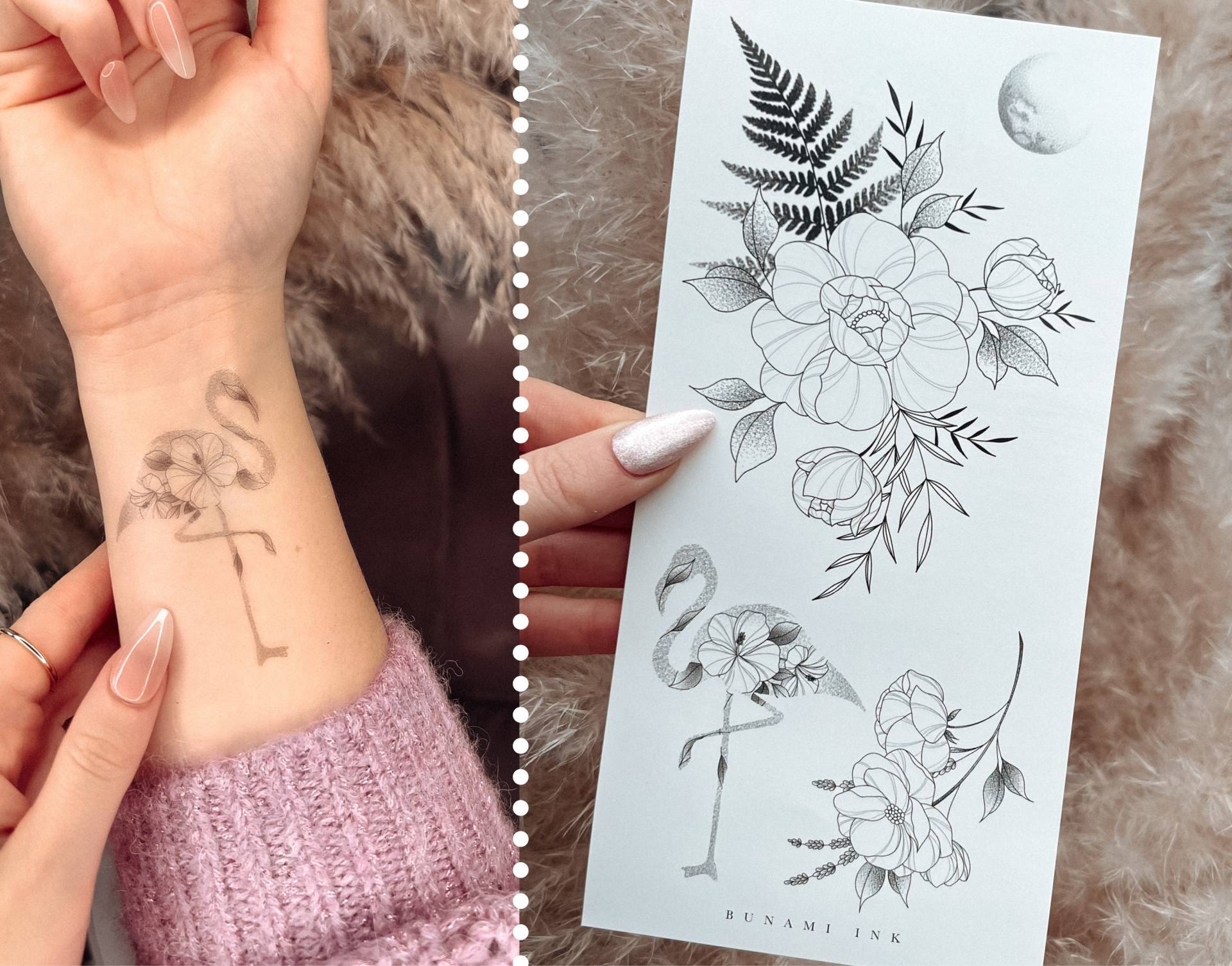 Temporäre Tattoos Pfingstrose Mit Farn Floraler Flamingo Mohnblume Lavendel Zweig Temporäre Tattoos Pfingstrose Mit Farn Floraler Flamingo Mohnblume Lavendel Zweig von Etsy - BunamiInk