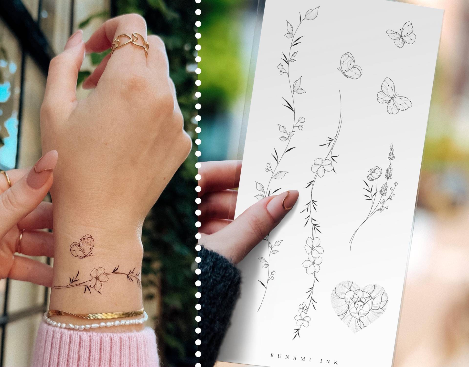 Temporäre Tattoos Vergissmeinnicht-Armband, Florale Armbänder, Schmetterling, Schmetterlinge, Pfingstrose, Herzform Temporäre Tattoos Vergissmeinnicht-Armband, Florale Armbänder, Schmetterling, Schmetterlinge, Pfingstrose, Herzform von Etsy - BunamiInk