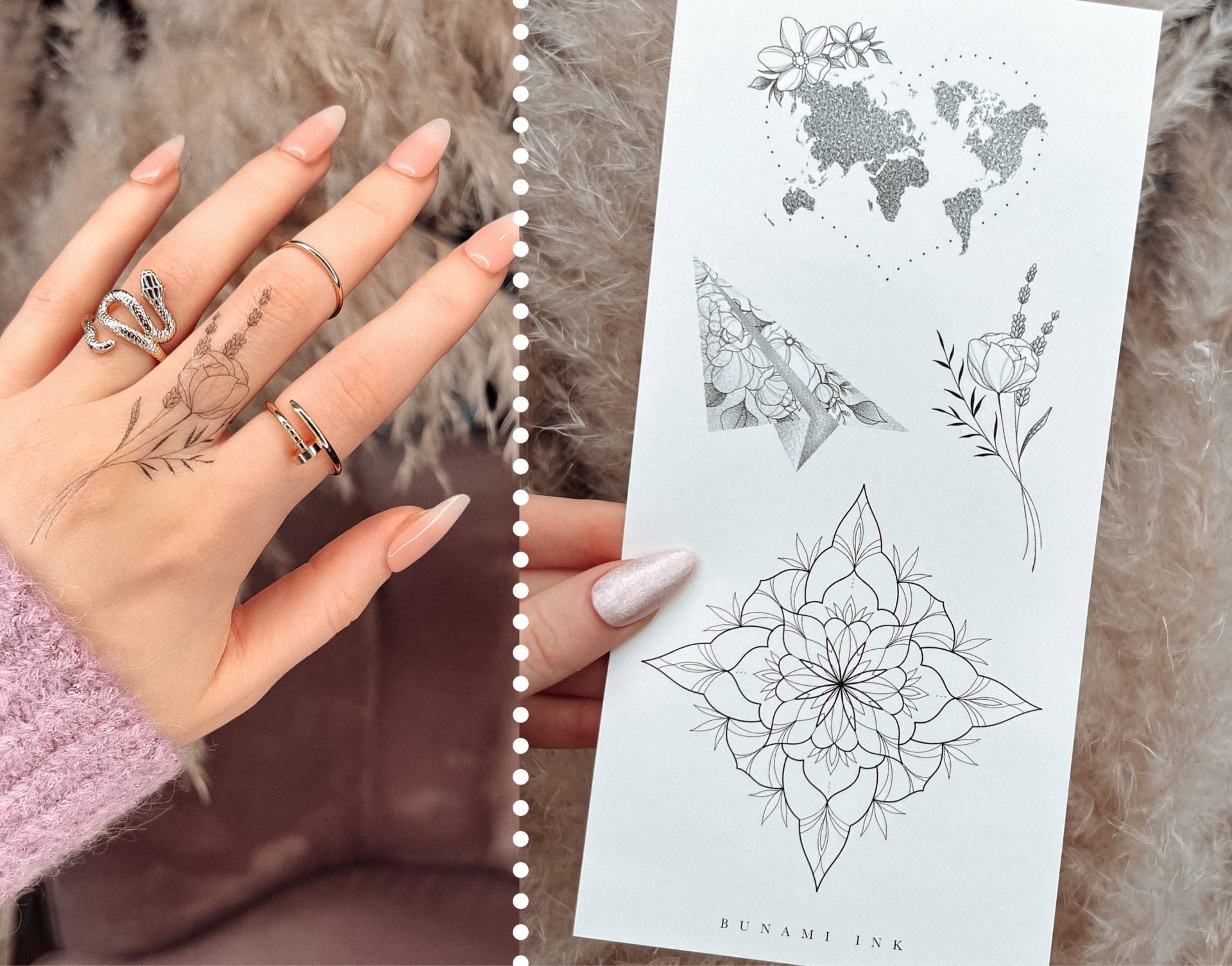 Temporäre Tattoos Weltkarte Papierflieger Bouquet Mandala Florale Silhouette Temporäre Tattoos Weltkarte Papierflieger Bouquet Mandala Florale Silhouette von Etsy - BunamiInk