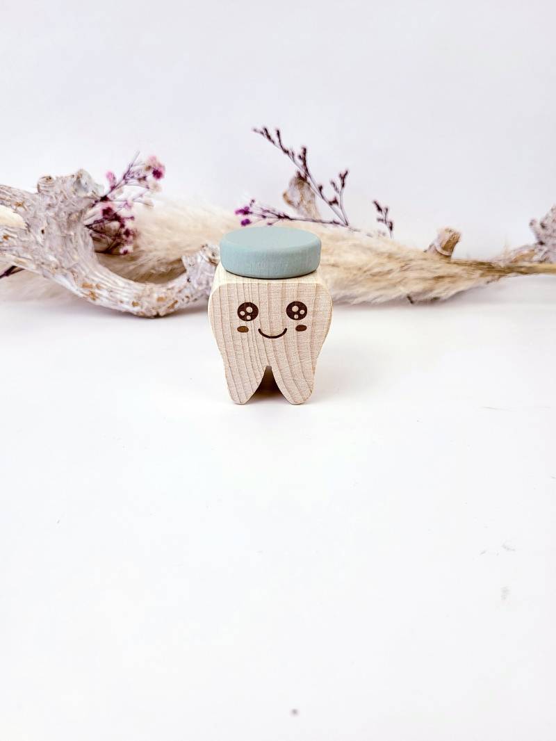 Personalisierte Zahndose Aus Holz Für Kinder in Mintgrün, Gesicht, Kinder, Aufbewahrung Milchzähne, Mit Name von Etsy - BuntesBienchen