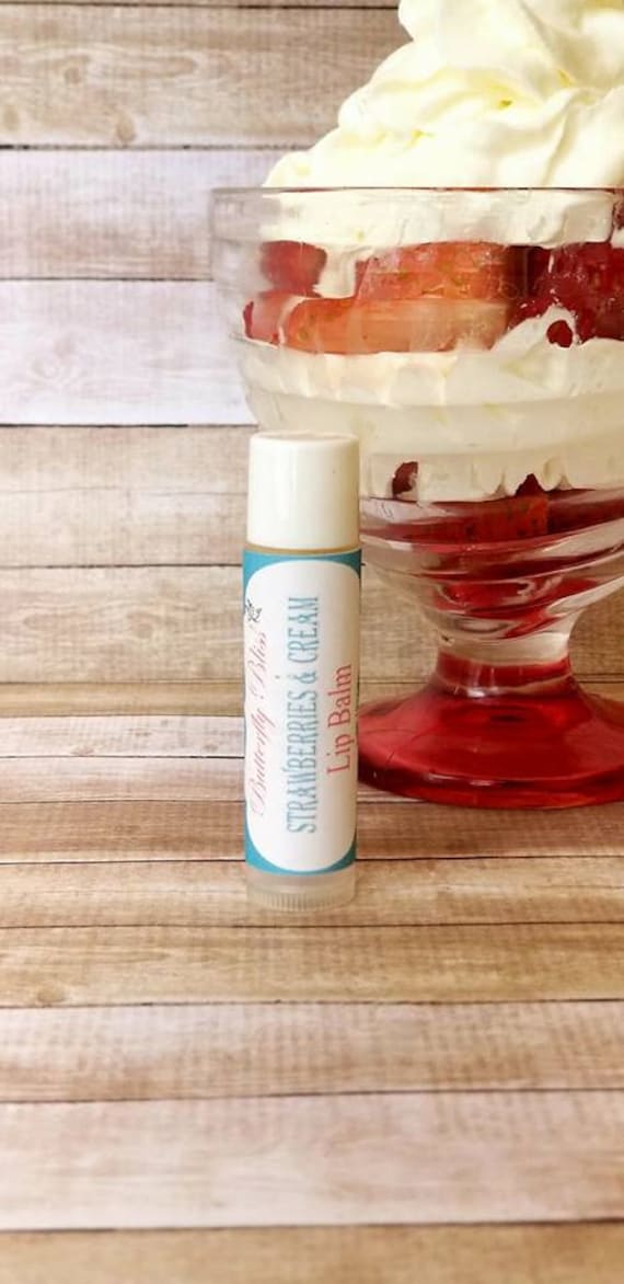 Erdbeeren Und Creme Lippenbalsam | Natürlicher Gastgeschenke Tolles Unisex Geschenk Lippenbalsam, Bienenwachs Formel Balsam von Etsy - ButterflyBlissShop