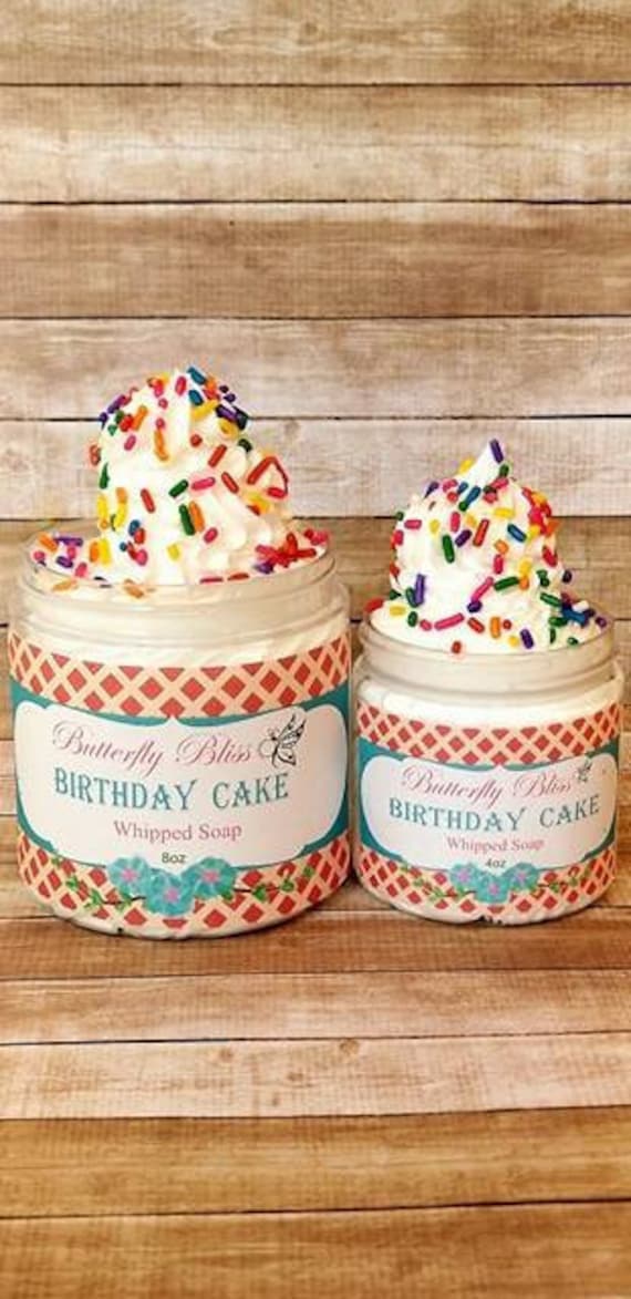 Flauschige Schlagseife | Geburtstagskuchen Seife Körperwäsche Vegan Freundlich Buttercreme Vanille Körper Glasur Ganz Natürlich von Etsy - ButterflyBlissShop