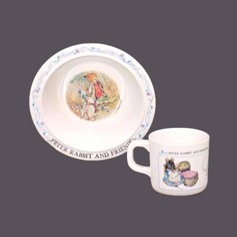 Vintage Peter Rabbit & Friends Melamin-Tasse Und Schüssel-Set Für Kinder, Hergestellt Von Eden Taiwan von Etsy - BuyfromGroovy