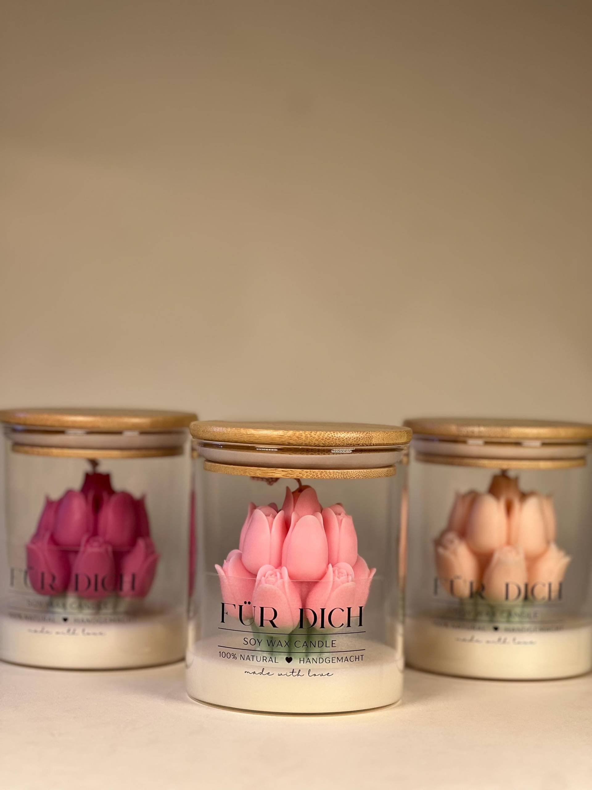 Für Dich - Tulpen Kerze Aus Sojawachs Im Glas Handgemachte Duftkerze Geschenk Für Mama, Freundin, Geburtstag & Muttertag, Geschenkidee von Etsy - ByLiloandSary