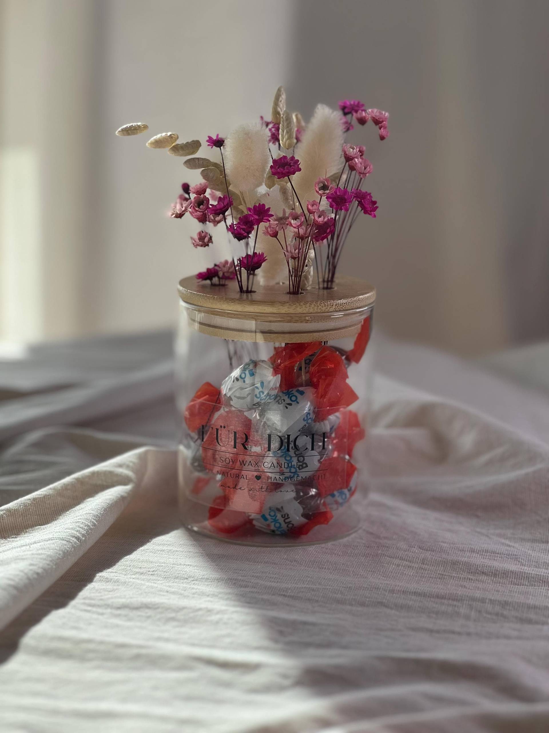 Geschenkglas „Für Dich" Mit Trockenblumen | Personalisiertes Deko Glas Holzdeckel Geschenkbox Befüllbar Handmade Geschenkidee, Sale von Etsy - ByLiloandSary