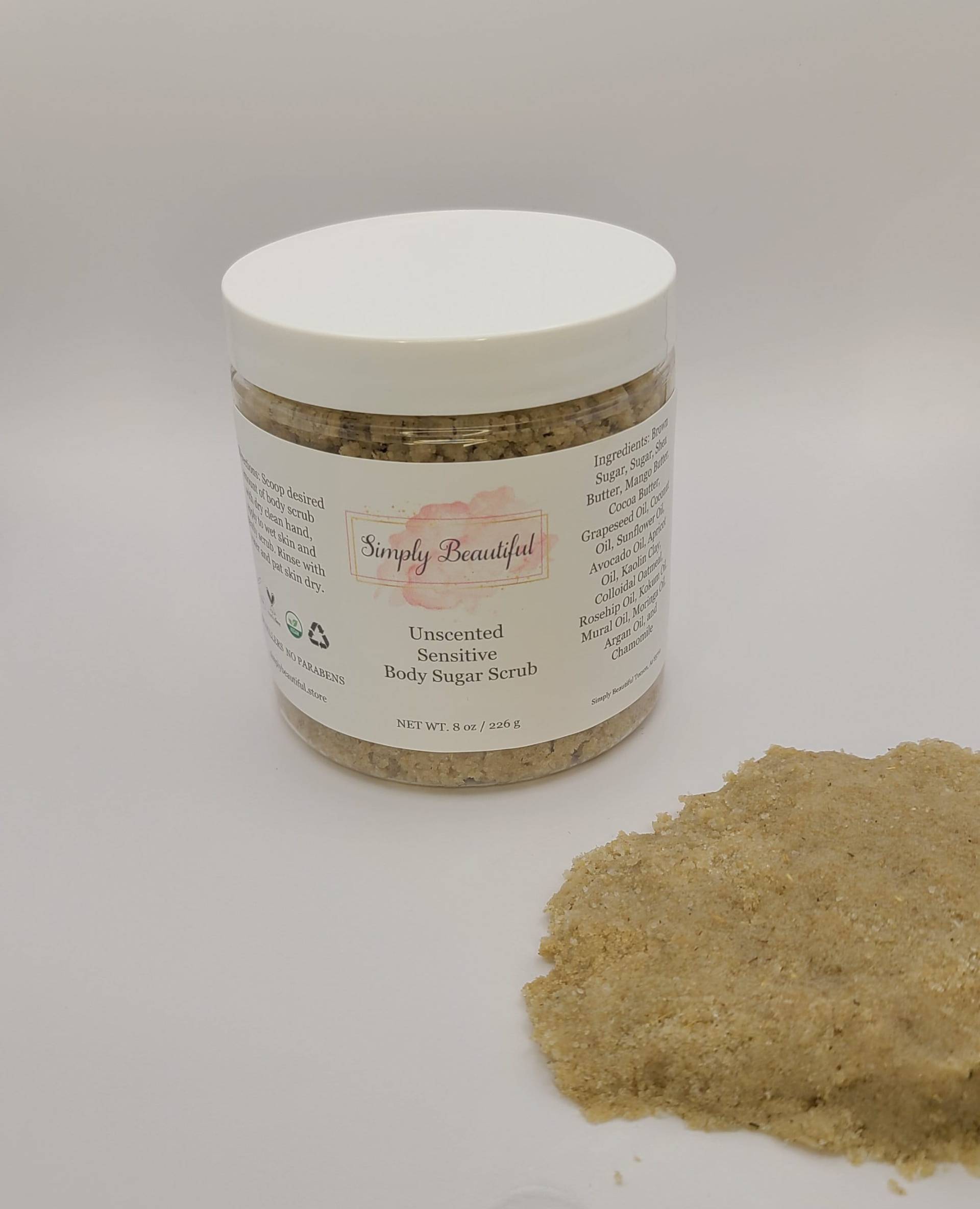 Simply Beautiful Unscented Body Sugar Scrub 8Oz Unisex/Vegan/Peeling/Geschenk Simply Beautiful Unscented Body Sugar Scrub 8Oz Unisex/Vegan/Peeling/Geschenk von Etsy - BySimplyBeautifulCo