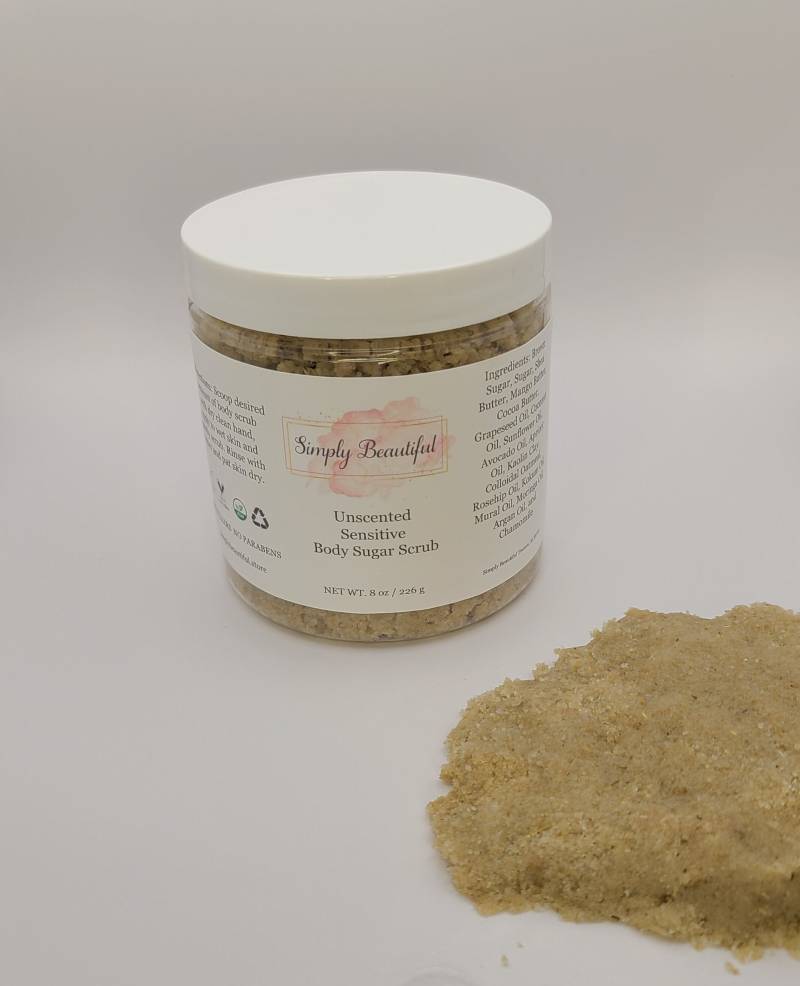 Simply Beautiful Unscented Body Sugar Scrub 8Oz Unisex/Vegan/Peeling/Geschenk von Etsy - BySimplyBeautifulCo