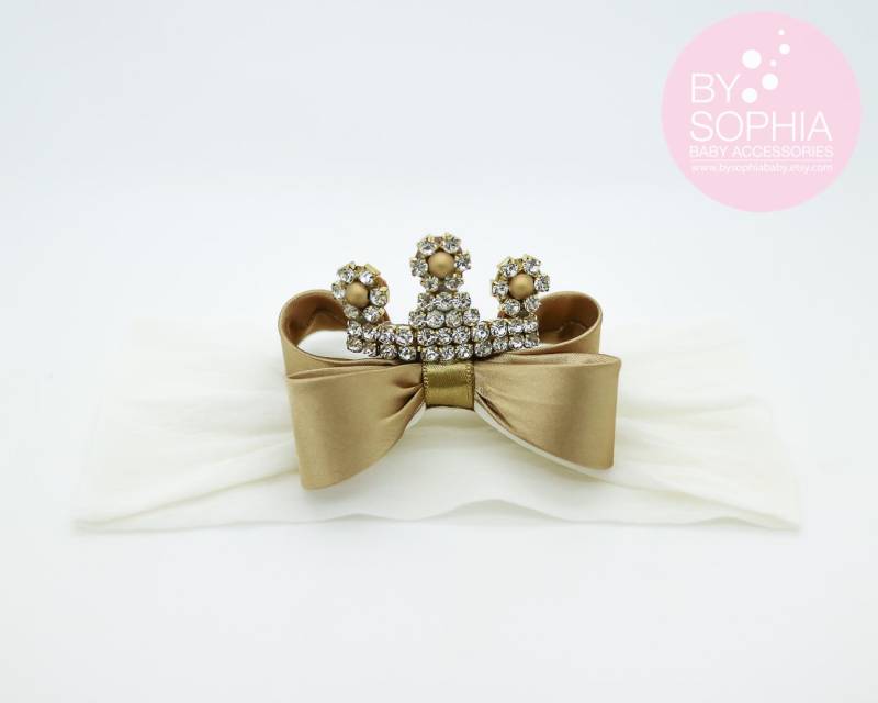 Baby Tiara, Goldschleife Krone Stirnband, Prinzessin Foto Requisite, Schleife Nylon 1009 Baby Tiara, Goldschleife Krone Stirnband, Prinzessin Foto Requisite, Schleife Nylon 1009 von Etsy - BySophiaBaby
