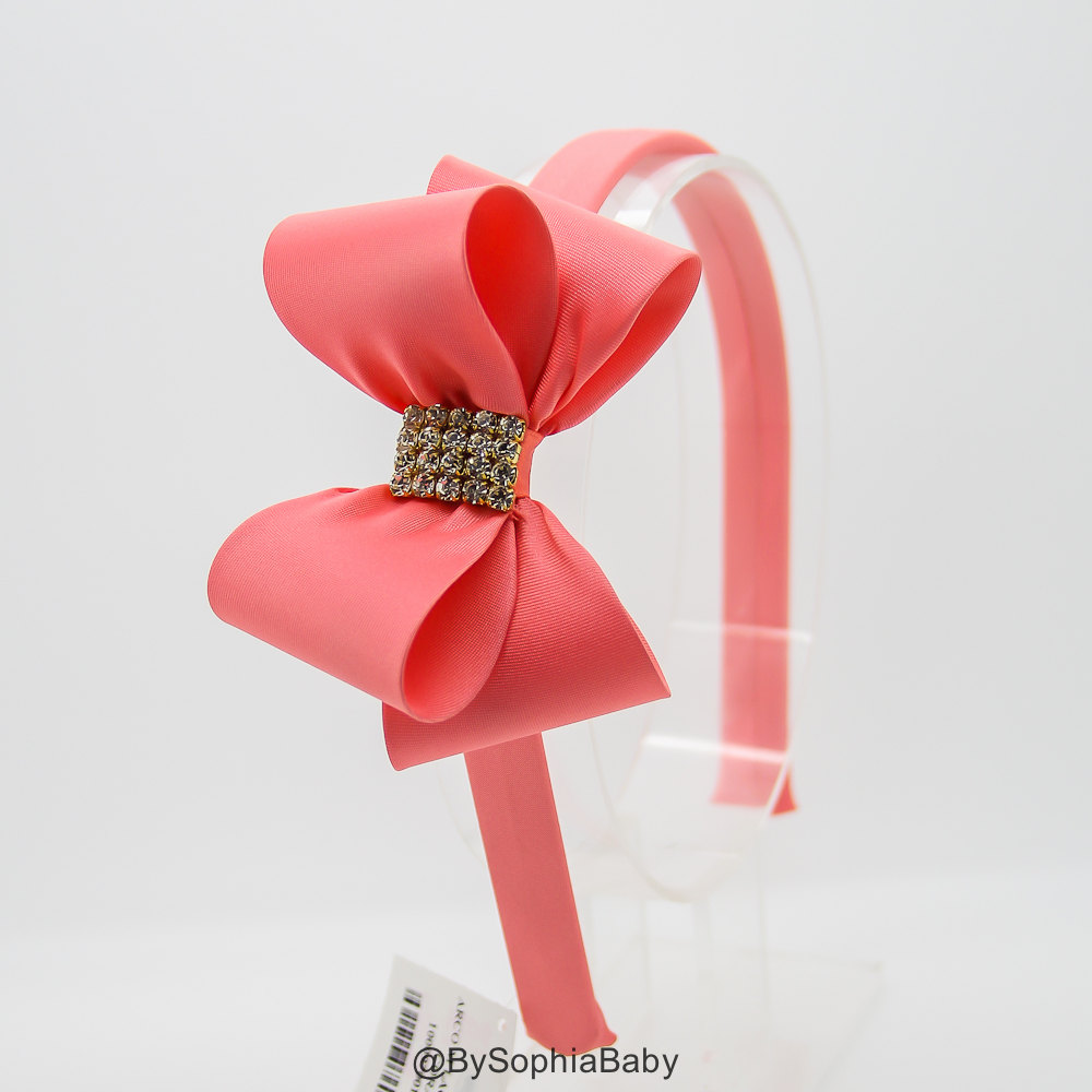 Coral Bow Stirnband, Mädchen Kleinkind Koralle Hart Schleife Blumen 970 von Etsy - BySophiaBaby