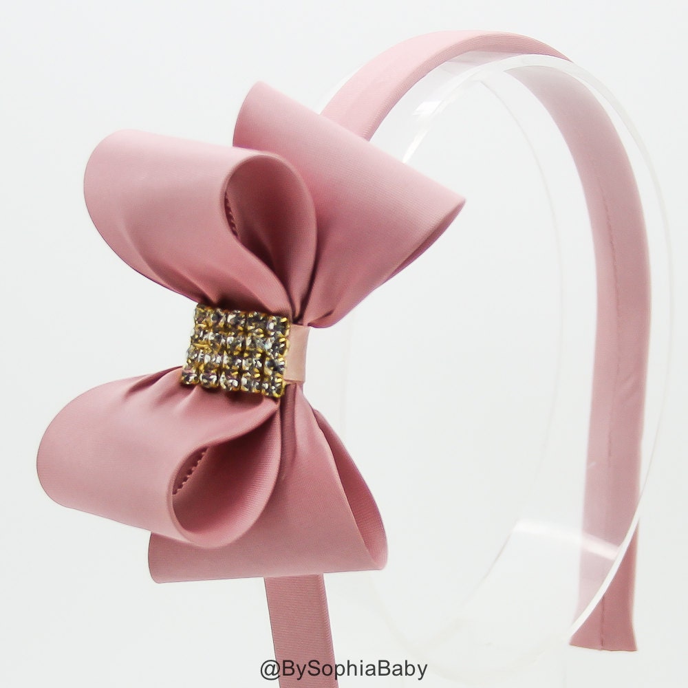 Pale Pink Bow Headband, Girl Es Toddler Hard Flower 970 von Etsy - BySophiaBaby