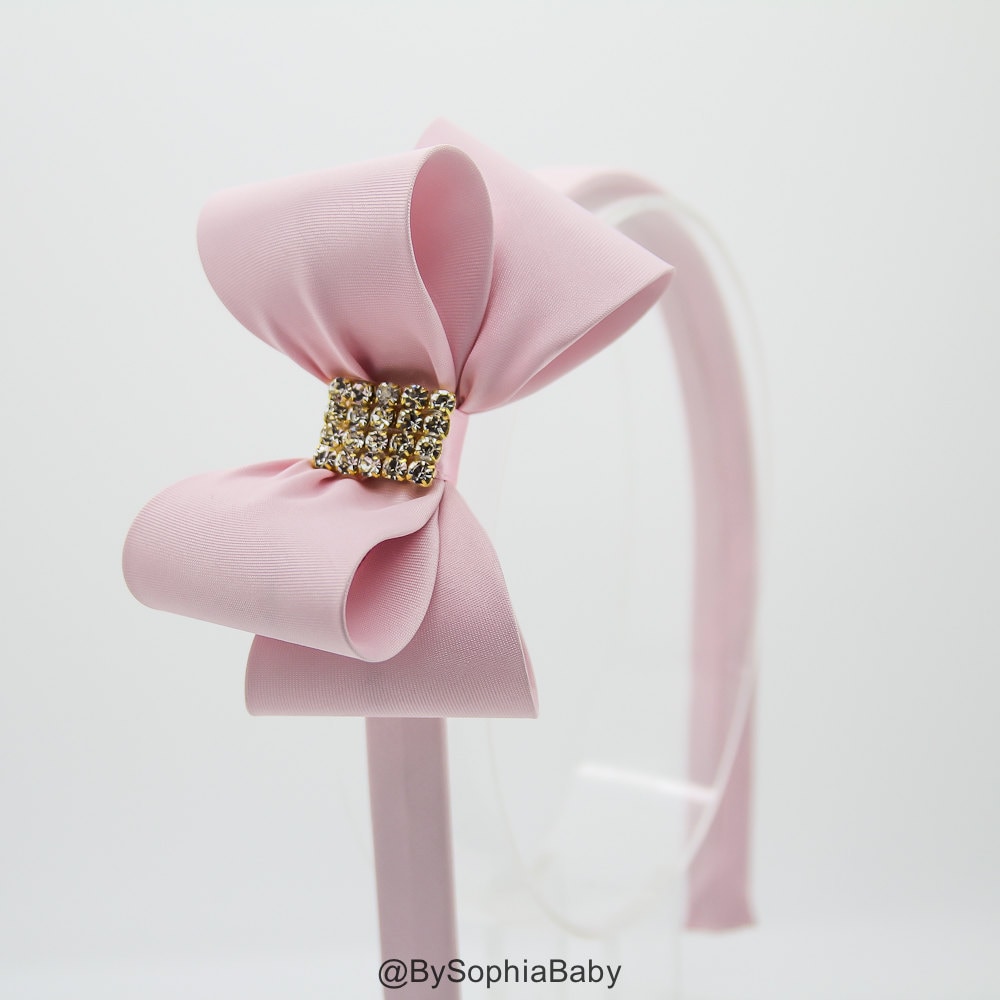 Rosa Schleife Stirnband, Mädchen Kleinkind Hellrosa Hart Hard Blumen 970 von Etsy - BySophiaBaby