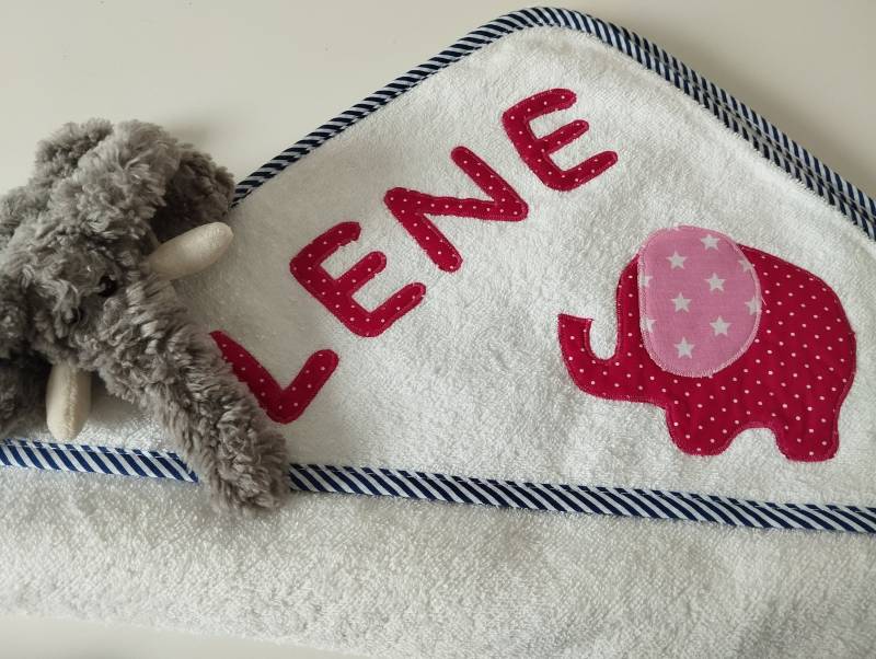 Handtuch Baby Mit Elefant Personalisiert Weiß Pink Rosa Kapuzenbadetuch von Etsy - CORINAsBASTELSTUBE