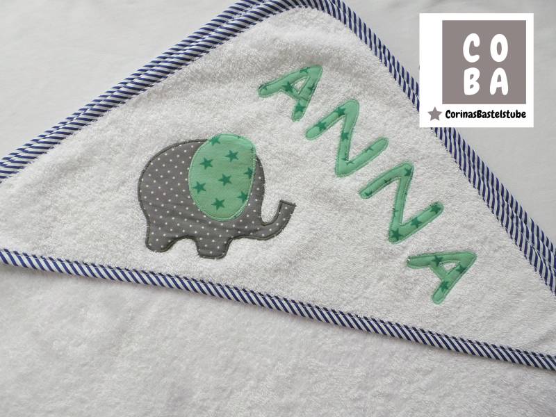 Handtuch Mit Kapuze Elefant Und Wunschname Weiß von Etsy - CORINAsBASTELSTUBE