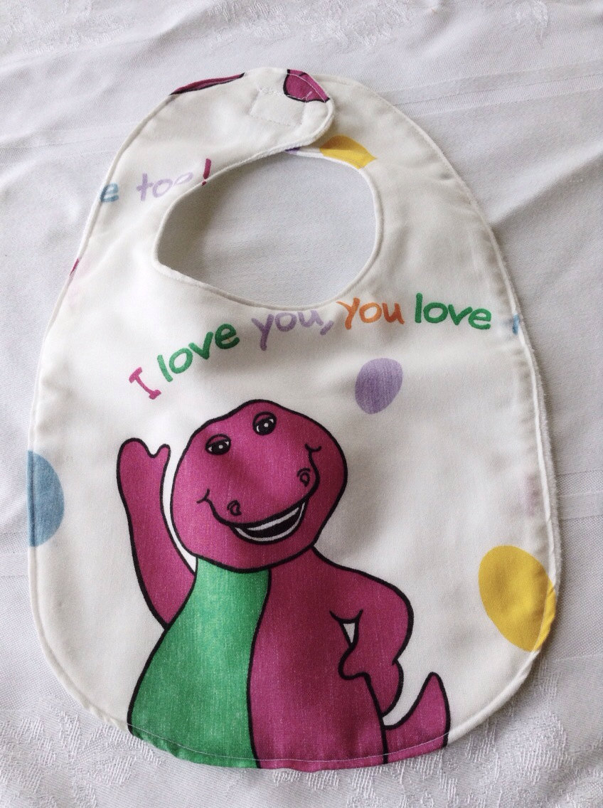 Barney Lätzchen, Retro Recycelt, Lila Dinosaurier Baby, Vintage Bogen, Kleinkind Fressen, I Love You, 80Er 90Er Jahre Tv, 1980Er 19990Er Jahre, Pbs von Etsy - CanzaliaVintage