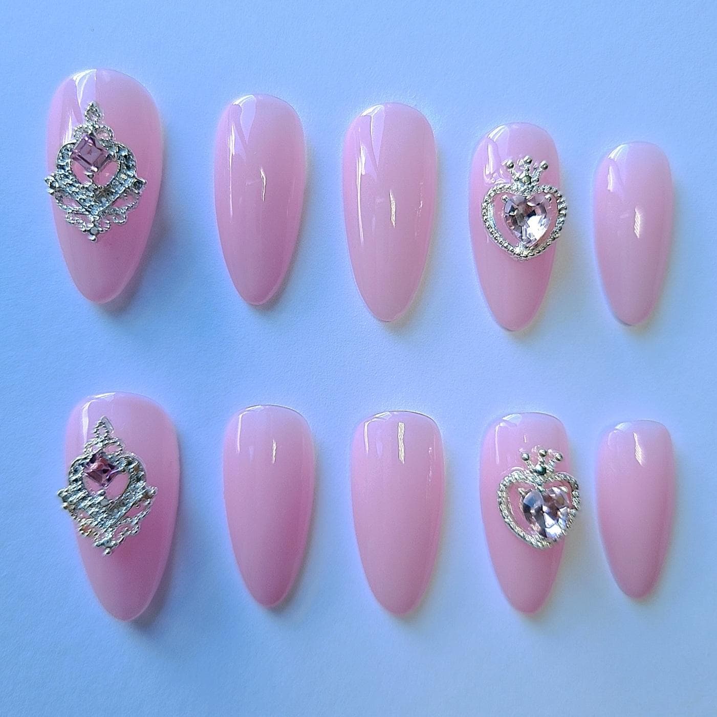 Prinzessin Press On Nails | Zarte Rosa Fails Girly Glam Nagel-Set Nägel Diamant Royal Charm Ons Feenkern Nagel Set von Etsy - CapybaraNails
