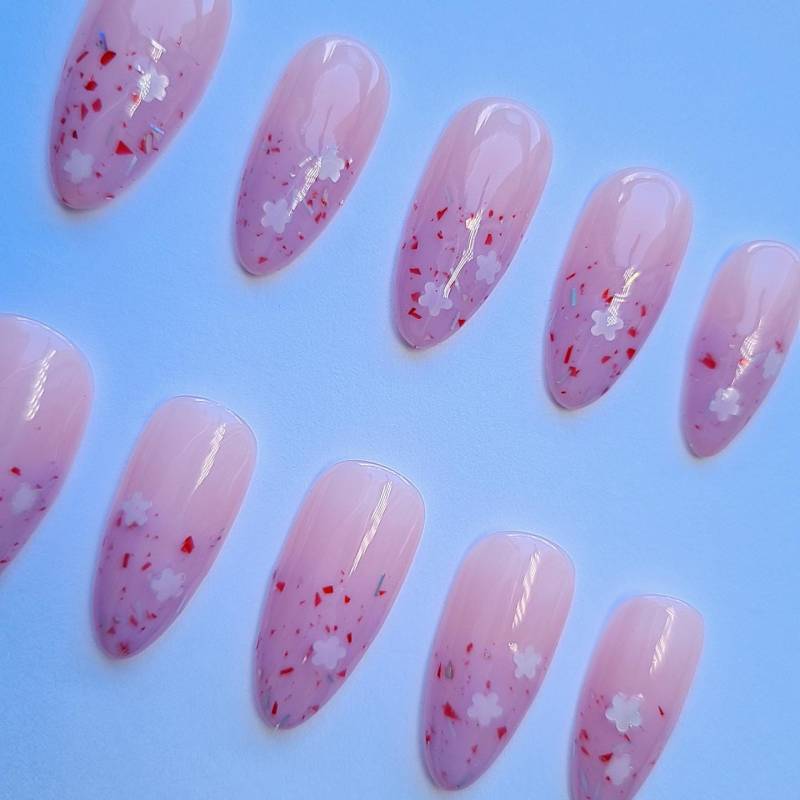 Sakura Drücken Sie Auf Die Nägel | Blumen Konfetti Spring Vibe Press Ons Luxus Gefälschte Nagel Set Blüte Blütenblatt von Etsy - CapybaraNails
