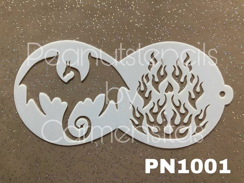 Facepainting Stencil From Peantustencils Dragon & Flames 1001 von Etsy - CarmensitasShopDe