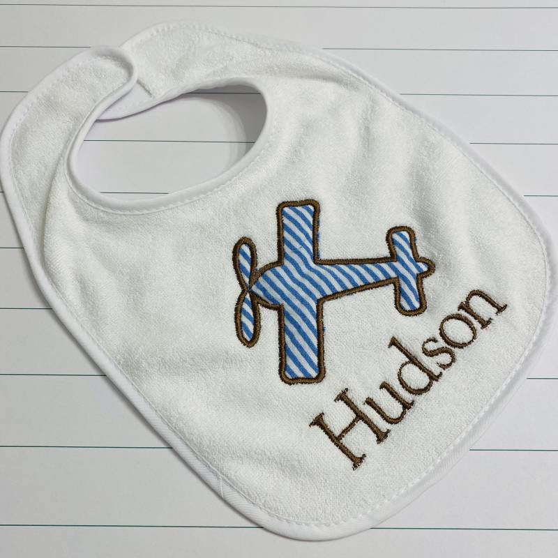 Besticktes Flugzeug Lätzchen Personalisiertes Geschenk Für Piloten von Etsy - CarolinaMonogramCo