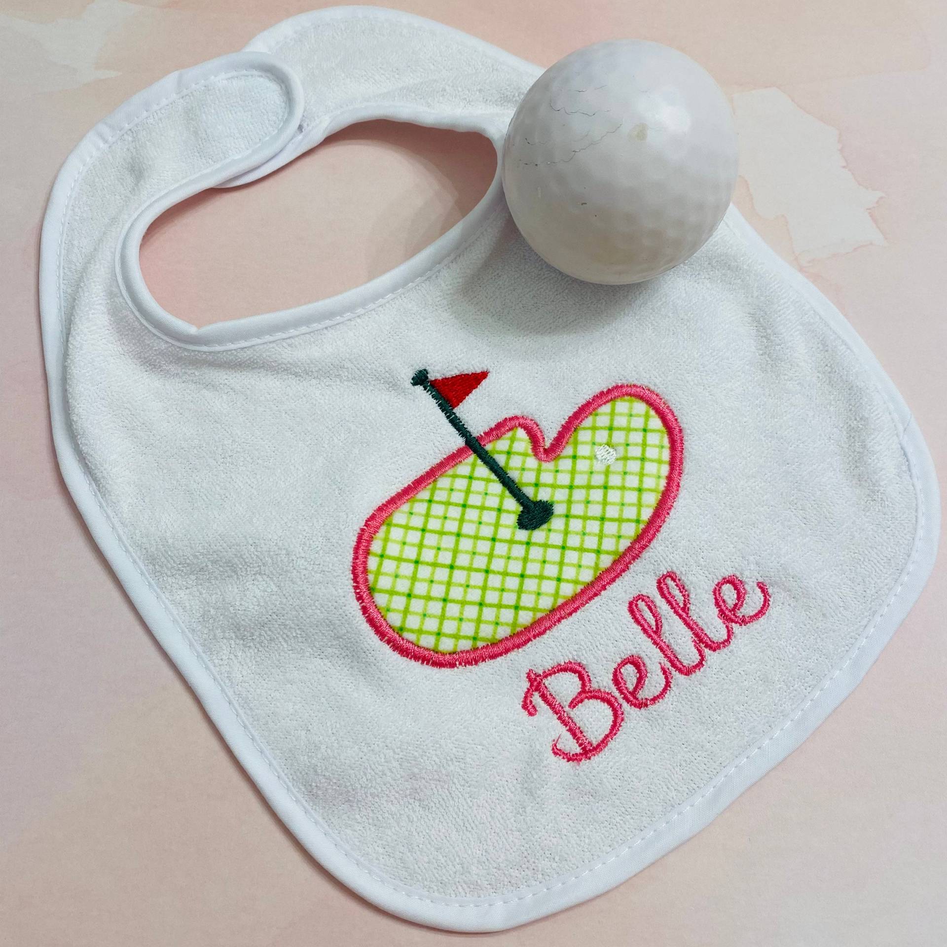 Personalisiertes Golf Babylätzchen/Erstgeburtstag Baby Mädchen Geschenk Smash Cake Bib von Etsy - CarolinaMonogramCo