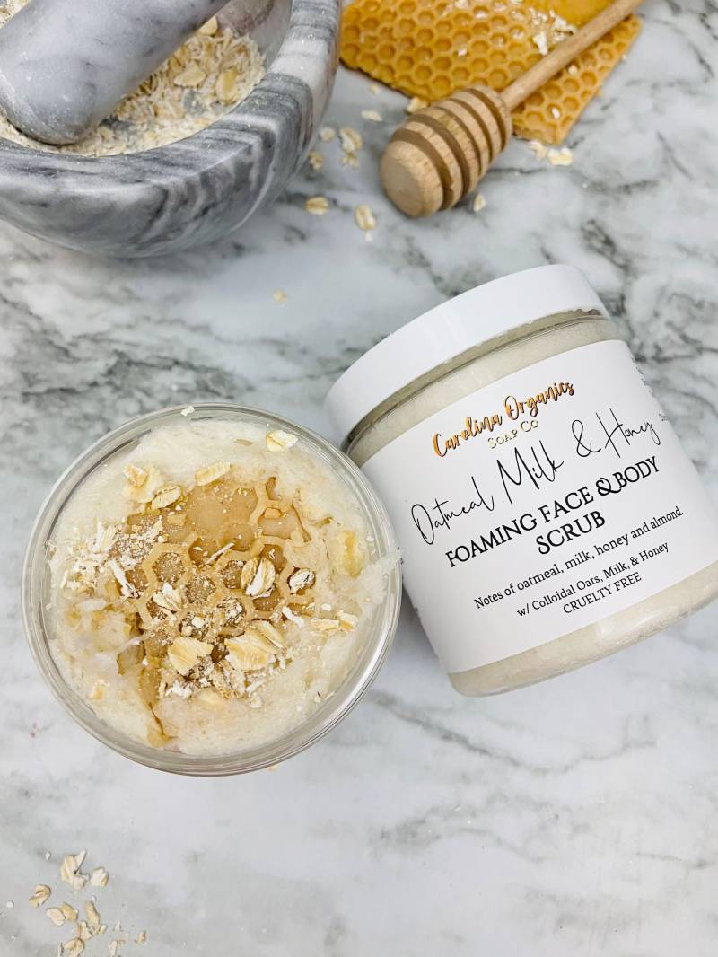 Hafermilch-Honig-Peeling Naturseife, Schaumiges Gesichts - Und Körperpeeling von Etsy - CarolinaOrganicsSC