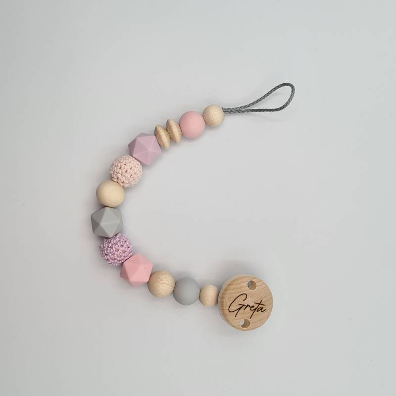 Schnullerkette Lila Love von Etsy - CarosBabyzauber