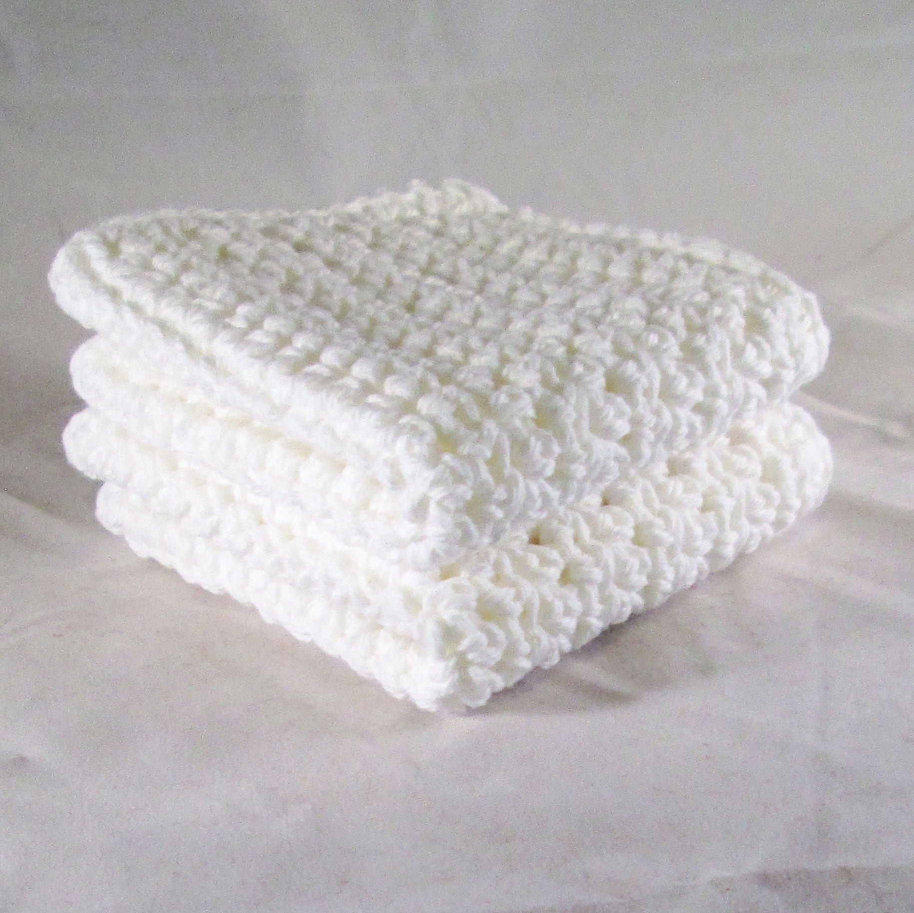 Weiße Waschlappen - Geschirrtücher 2Er Set 20x20 100% Baumwolle Gehäkelt von Etsy - CeciliaAnnDesigns