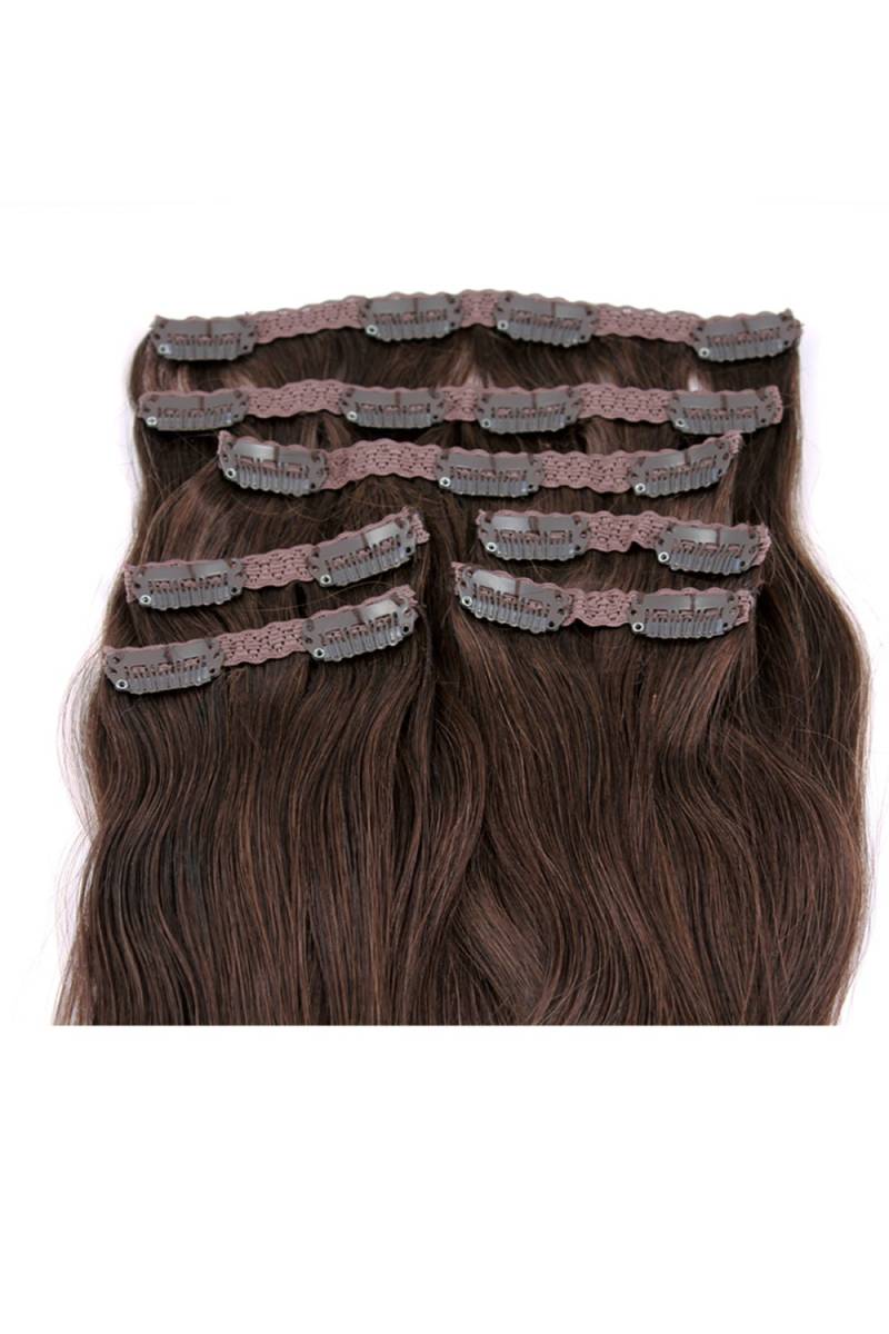 Mittelbraun Clip in Echthaarverlängerungen, Farbe #4 Mittelbraun von Etsy - CelebrityStrandsPLUS
