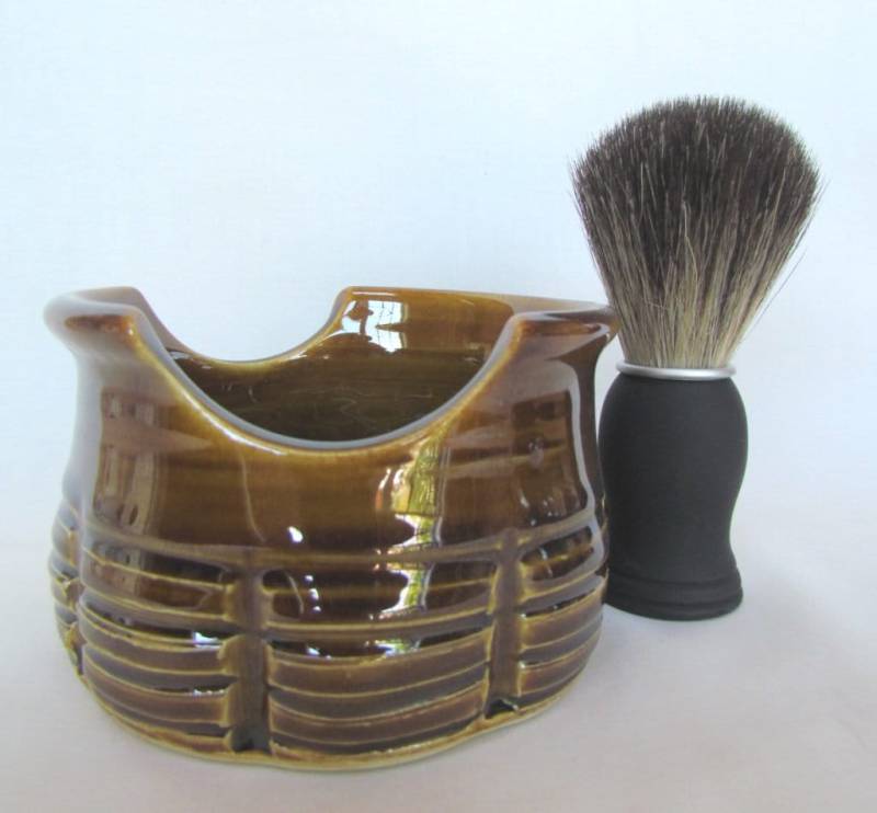 Rasierbecher, Seife Und Pinsel Set Bernsteinbraun von Etsy - CenteredClayWorks