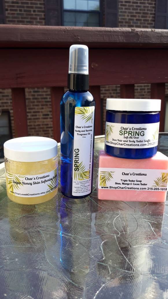 Quad Bath Und Aromatherapie Set-Shea Body Butter, Zuckerschleife, Shea Seife, Körper Brennendes Duftöl von Etsy - CharLovettCreations