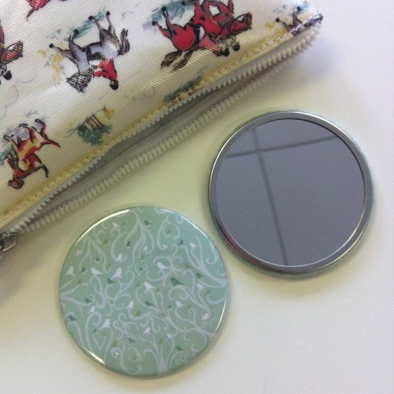 Minze Grün "Little Birds' Große Taschenspiegel von Etsy - CharlieBuckleyDesign