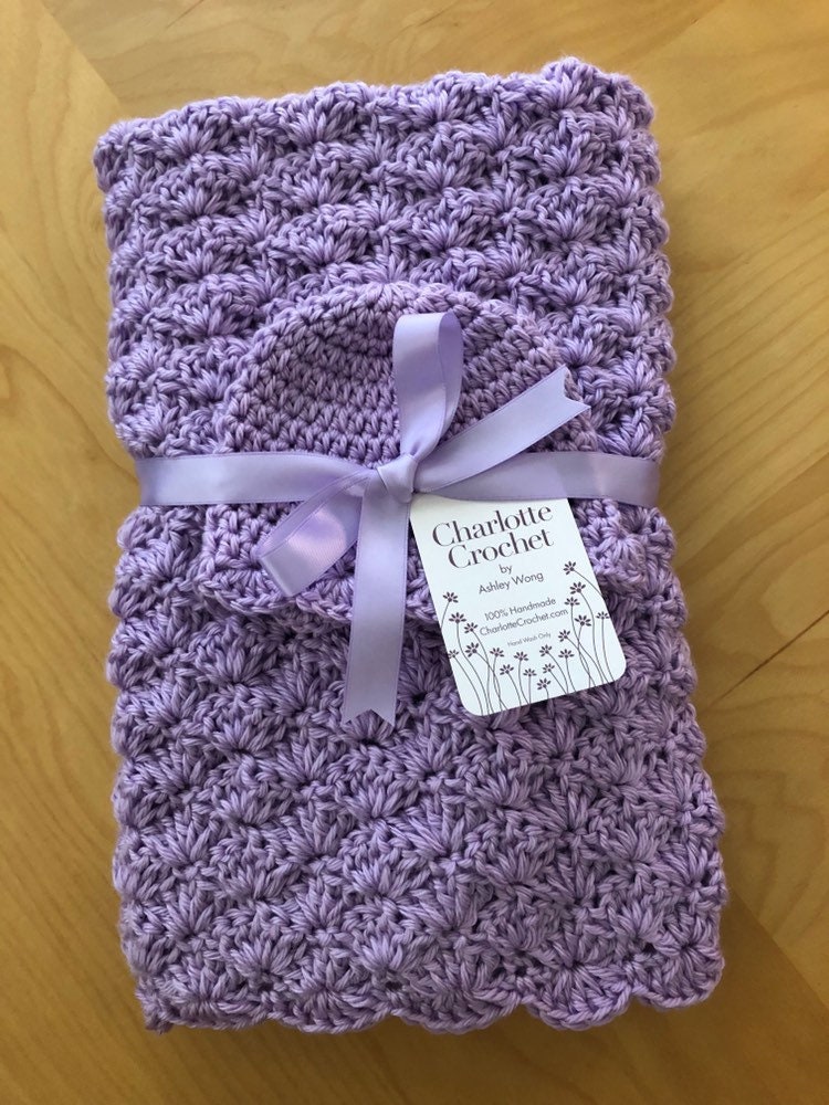 Baby Gehäkelte Decke Mit Passender Mütze - Orchard Lila von Etsy - CharlotteCrochet