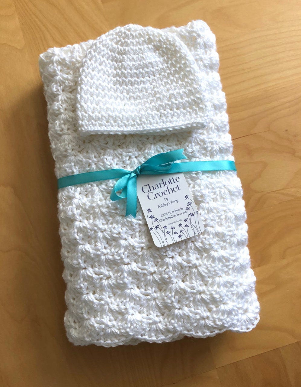 Gehäkelte Baby Decke Mit Passender Mütze - Weiss von Etsy - CharlotteCrochet
