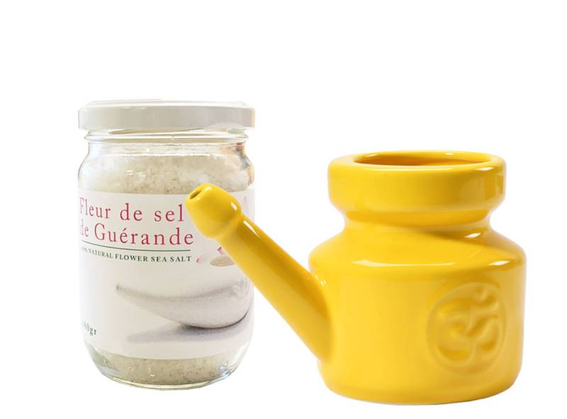 Lota 400Ml Jala Neti Set Aus Porzellan Und Fleur De Sel Guérande - Chin Mudra von Etsy - ChinMudraYogaShop