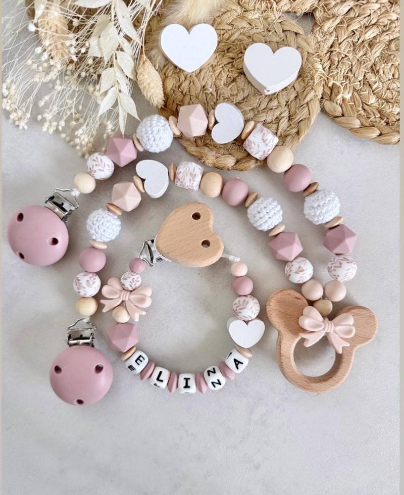 Personalisierte Schnullerkette & Kinderwagenkette Für Mädchen Wahlweise Im Set Aus Holz - Und Silikonperlen. Geschenk Zur Geburt Oder Taufe von Etsy - ChriluzaShop